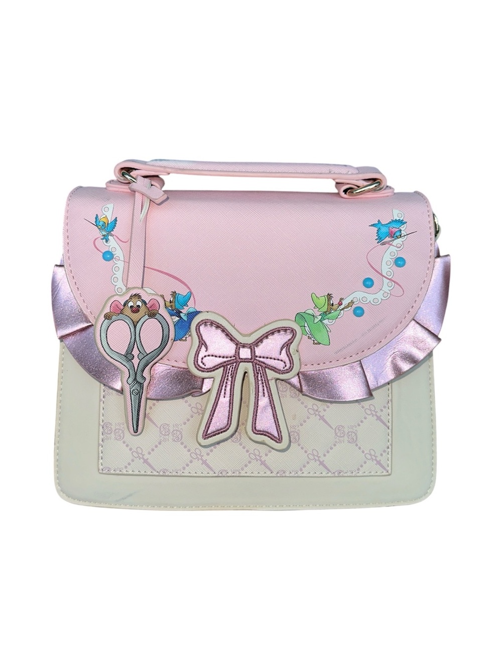 Danielle Nicole Pink & Cream Bow-Applique Top Handle Satchel